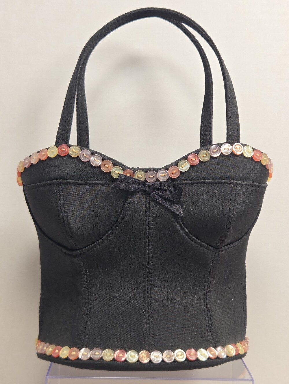 Vintage Sonoma Bustier Corset Purse Black w Buttons 90s Y2K Fashion